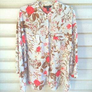 Ellen Tracy Floral print top/ blouse size XL